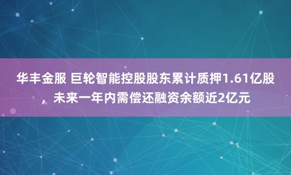 华丰金服 巨轮智能控股股东累计质押1.61亿股，未来一年内需偿还融资余额近2亿元