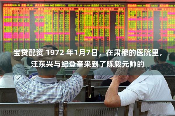 宝贷配资 1972 年1月7日，在肃穆的医院里，汪东兴与纪登奎来到了陈毅元帅的